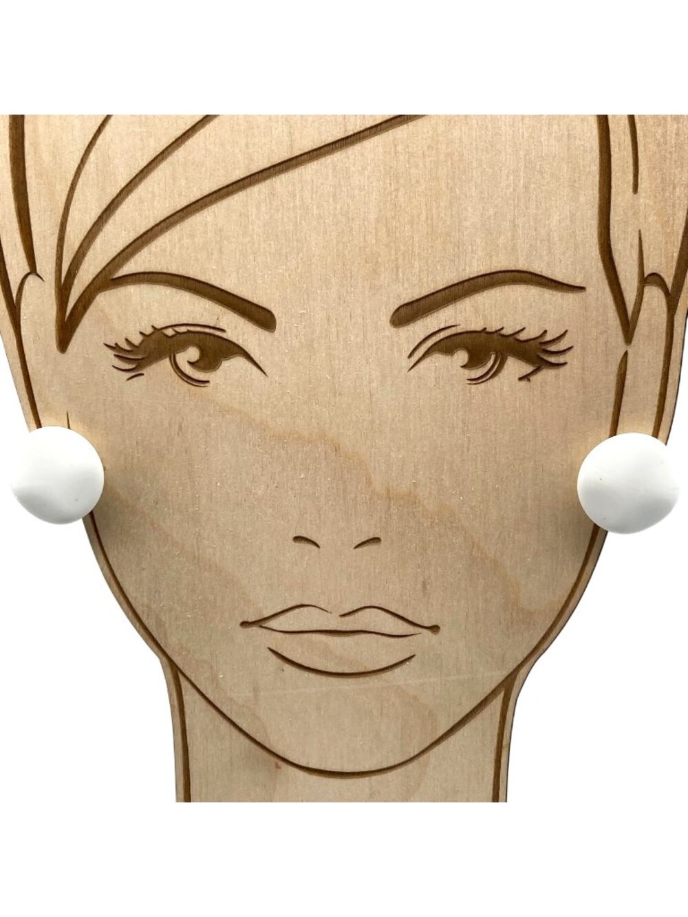 Vintage White Glass Earrings on Clip On, Basic Neutral Button with Wavy Surface